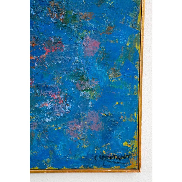 Blue Mid Century Oil Painting George Constant Art Abstract Expressionism For Sale - Image 8 of 12