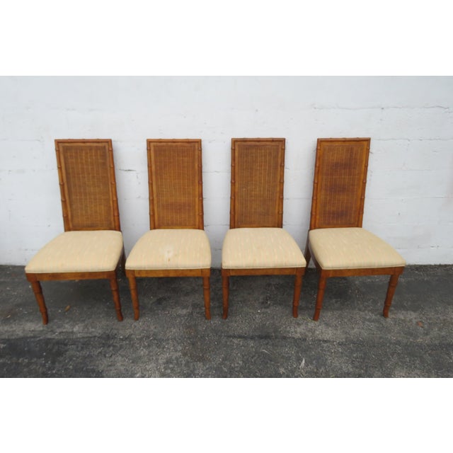 Hollywood Regency American of Martinsville Hollywood Regency Faux Bamboo Dining Table and Caned Six Chairs 5833 For Sale - Image 3 of 12