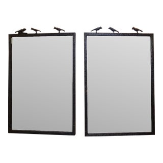 Pair of Made Goods Joelle Three Birds Oiled Bronze Mirrors For Sale