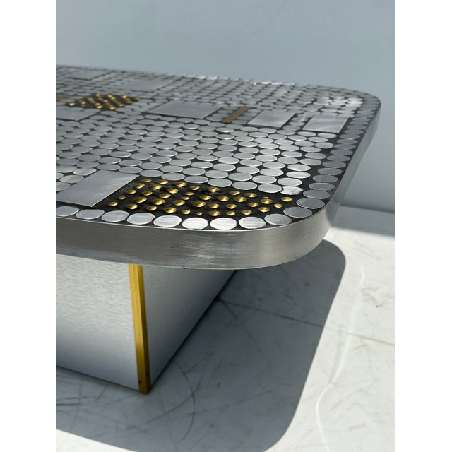 Chrome 1970s Aluminum Mosaic Coffee Table by Raf Verjans For Sale - Image 8 of 12