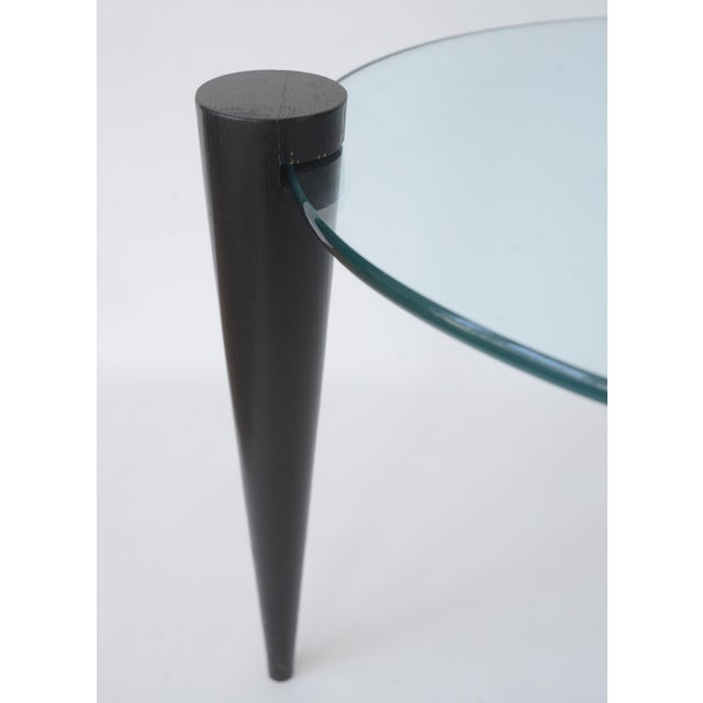 Black Mid Century Modern Kidney Shaped Glass Coffee Table With Cone Legs For Sale - Image 8 of 17
