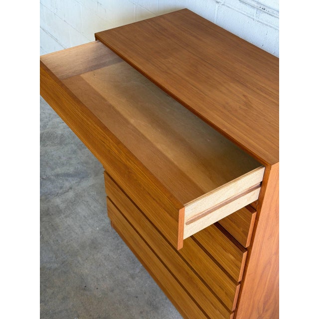 Mid-Century Modern In Style of Arne Wahl Iversen Teak 6 Drawer Tall Highboy Dresser Denmark Mid-Century Modern 1960s For Sale - Image 3 of 10
