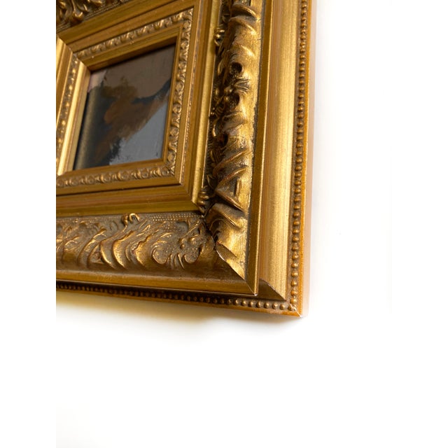 Abstract "Midnight" Mini Painting by Jessalin Beutler With Vintage Frame For Sale - Image 3 of 3