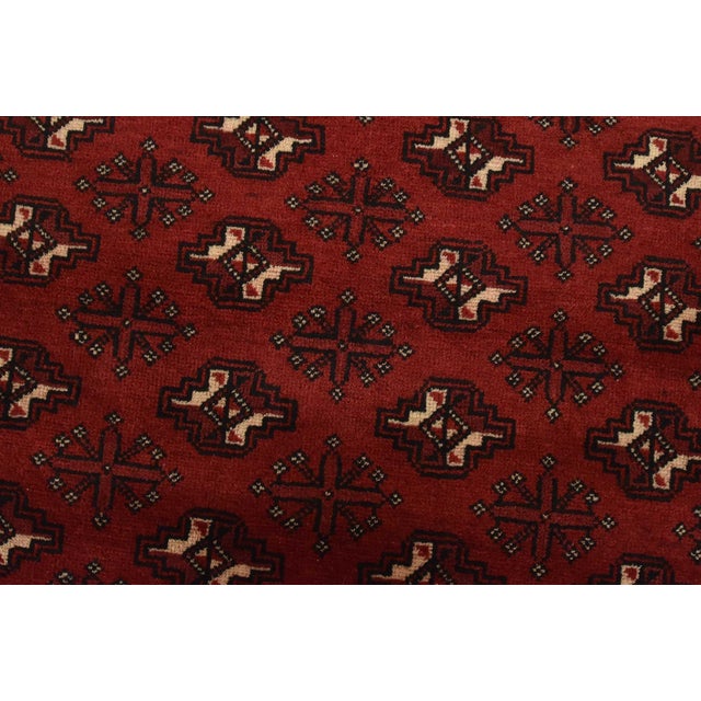 Textile Baloch Rug 3’7” X 6’9” Red Wool Vintage Tribal Hand-Knotted Oriental Carpet For Sale - Image 7 of 12