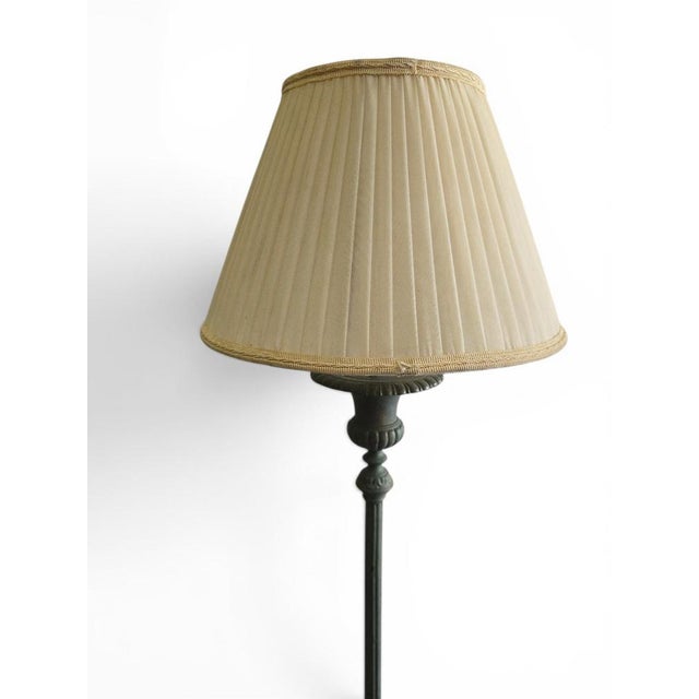 1950s Romanesque Revival Bronze Floor Lamp with Archaeological Green Patina, 1950s For Sale - Image 5 of 12