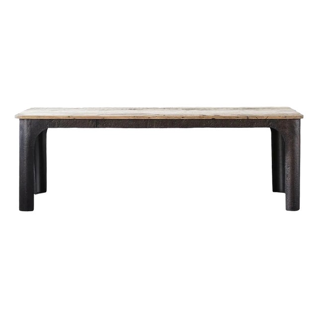 Matthew Izzo Home Textures Iron and Reclaimed Wood Top Dining Table For Sale