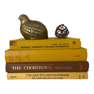 Mid-Century Gold and Chestnut Vintage Book Stack - Set of 4