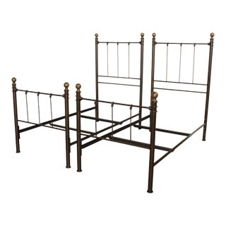 Late 20th Century Victorian Style Steel Frame Twin Beds - A Pair For Sale