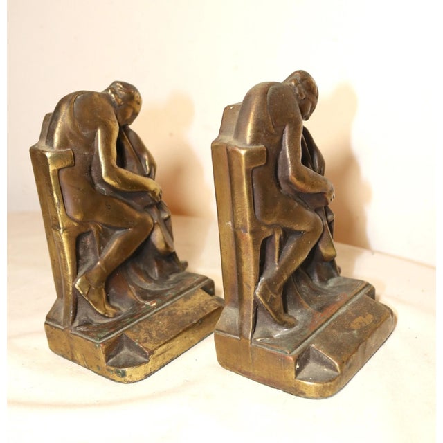 Pair of Antique 1800s Figural Pompeian Bronze Clad Cellist Cello Player Bookends For Sale In New York - Image 6 of 10