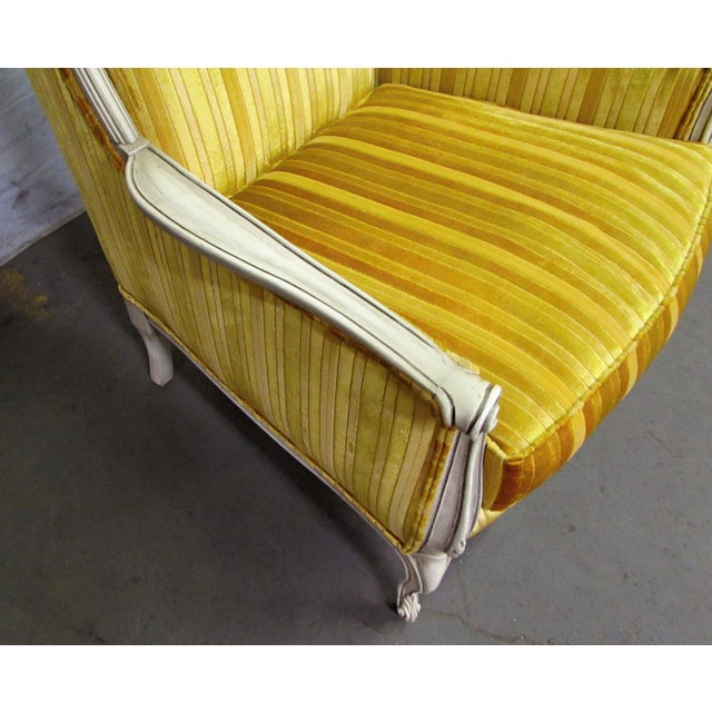 Pair of Early 20th Century Hollywood Regency Yellow Velvet Parlor Chairs For Sale - Image 6 of 11