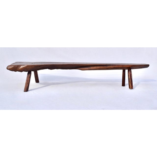 Mid 19th Century Primitive Antique Pig Bench, Single Slab Black Walnut, 19th Century For Sale - Image 5 of 15