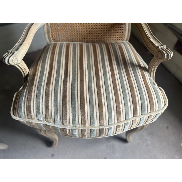Late 20th Century Late 20th Century Pair of French Louis XV Style Cane Back Bergère Chairs For Sale - Image 5 of 9