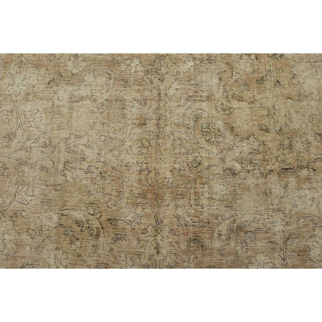 Tabriz Rug 9’9” X 12’2” Brown Wool Vintage Distressed Hand-Knotted Carpet For Sale In Philadelphia - Image 6 of 14