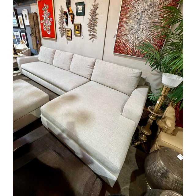 Early 21st Century Pottery Barn “Big Sur” Dove Gray Sectional Sofa With Ottoman For Sale - Image 5 of 8