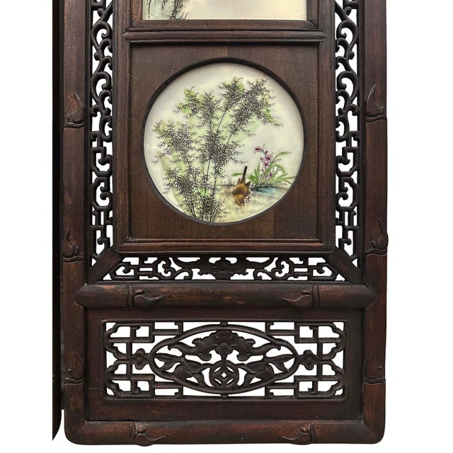 Antique Chinese Hand Painted Porcelain Panels -Wall Hanging, Set of 4 For Sale - Image 10 of 11