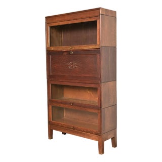 Antique Mission Oak Arts & Crafts Barrister Bookcase With Drop Front Secretary Desk by Gunn, Circa 1920s For Sale