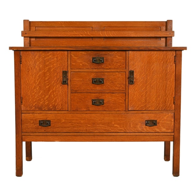 L. & J. G. Stickley Antique Mission Oak Arts & Crafts Sideboard, Circa 1910 For Sale