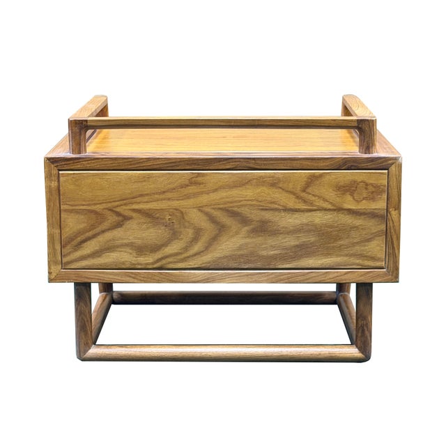 Simple Minimalistic Sleek Light Brown Drawer End Table Nightstand For Sale - Image 10 of 11