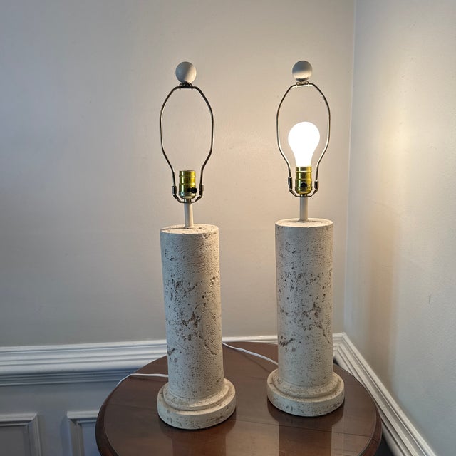 Mid-Century Modern Vintage Costal Faux Coral Stone Table Lamps - A Pair For Sale - Image 3 of 9