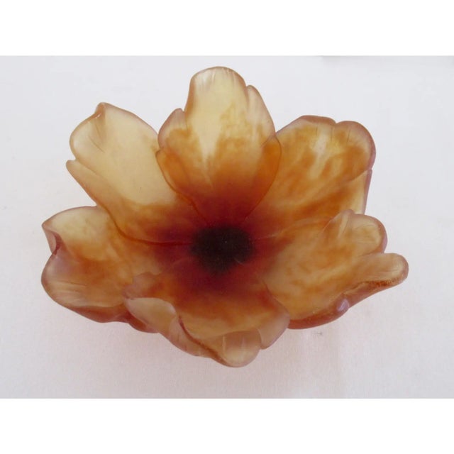 2000 - 2009 Daum, France Signed "Tulip," Small Pate De Crystal Small Accent Bowl in Apricot/Tangerine For Sale - Image 5 of 10