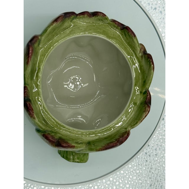 Asparagus Vintage Fritz and Floyd “French Market” Artichoke Tureen Majolica Style For Sale - Image 8 of 12