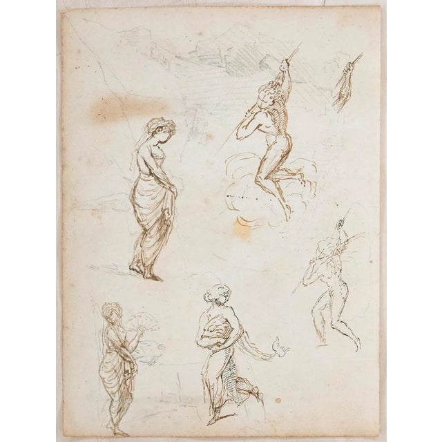 Unknown, Studies with Landscape, Ink and Pencil on Paper, Early 1800s For Sale