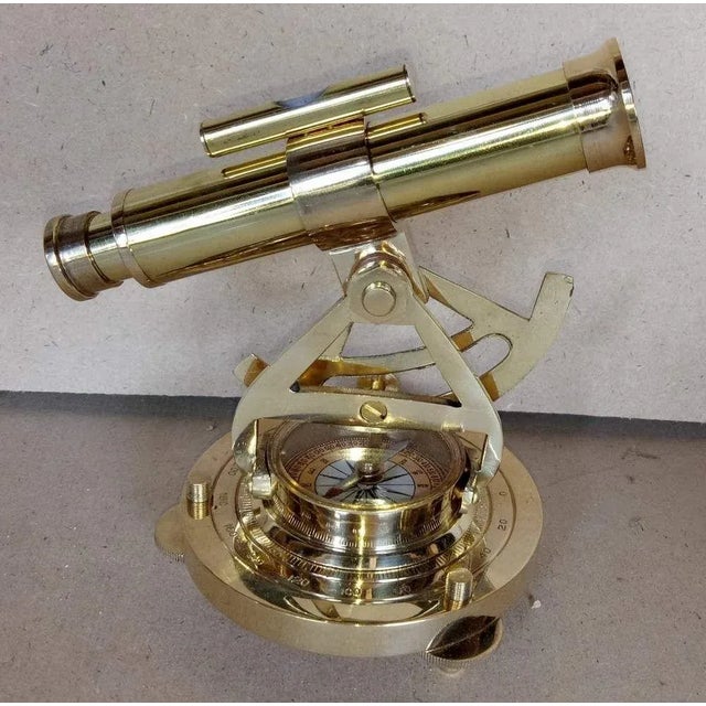 Brass Nautical Compass Telescope Theodolite Used by Sailors For Sale - Image 8 of 8
