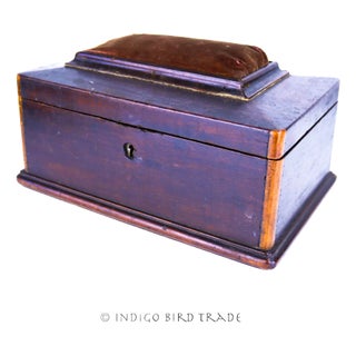 1800s French Mahogany Sewing Box With Pincushion on Lid For Sale