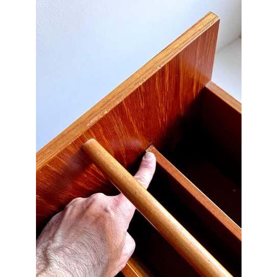 Wood Teak Magazine / Album Rolling Storage Bin by Rolf Hesland for Brucksbo, 1960's For Sale - Image 7 of 18
