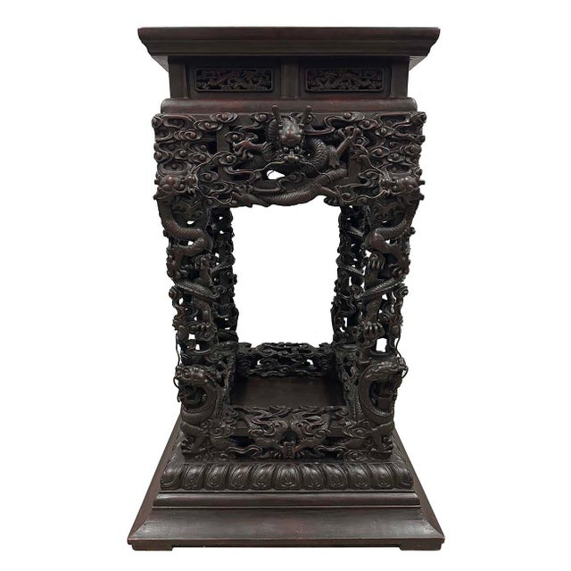 Early 20th Century Extraordinary Antique Carved Hardwood Dragon Stand For Sale - Image 10 of 12