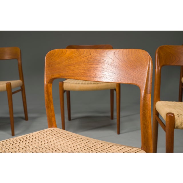 1960s Danish Teak Model 75 Dining Chairs by Niels Møller, 1960s, Set of 8 For Sale - Image 5 of 18