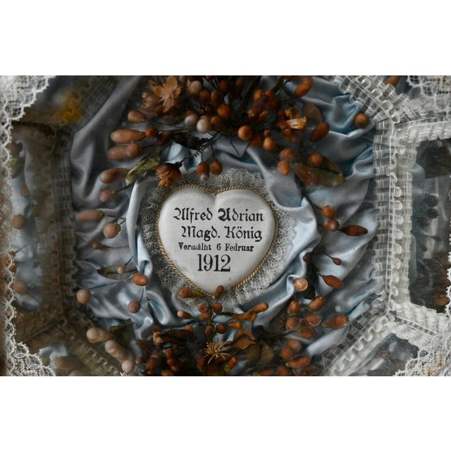 This moving reliquary frame commemorates the marriage of Alfred and Magdalena in 1912. The carved and gilded Jugendstil...