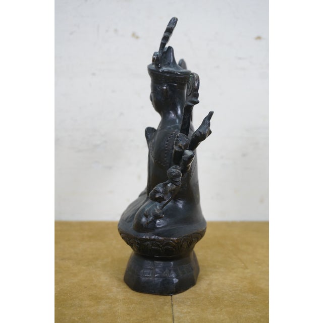Late 20th Century Cast Bronze Bodhisattva Avalokiteshvara Thousand Arms Buddhism Temple Statue For Sale - Image 4 of 12