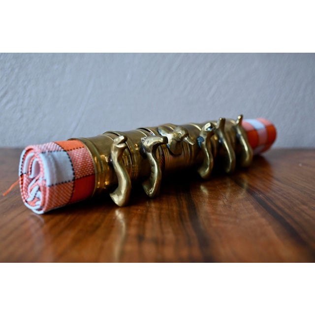 Art Deco Brass Napkin Rings with Animal Motifs, 1960s, Set of 6 For Sale - Image 3 of 7
