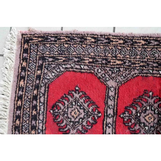 Red 1970s Handmade Vintage Uzbek Bukhara Rug 2' X 3.3' For Sale - Image 8 of 10