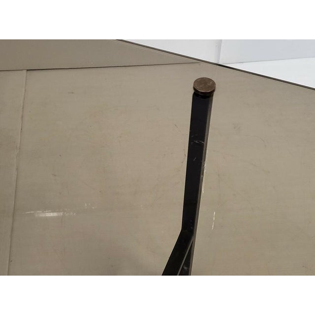 Vintage Coffee Table in Black Lacquered Steel and Smoked Glass, 1950s For Sale - Image 6 of 11