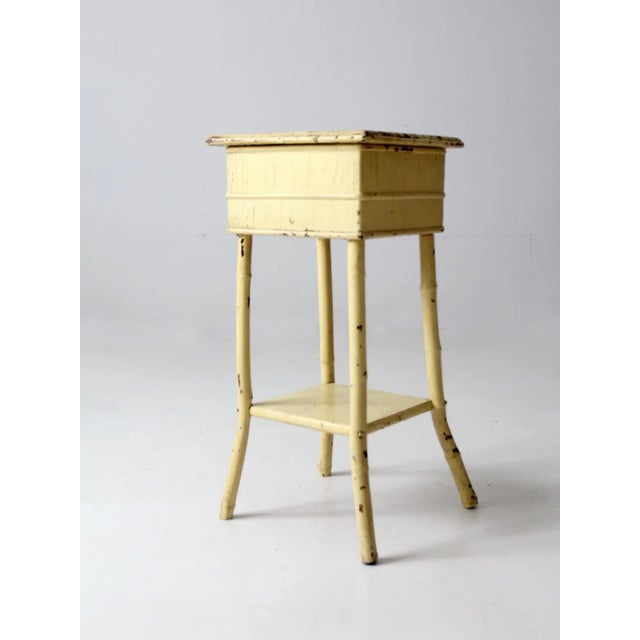 Antique Painted Side Table With Storage Top For Sale - Image 11 of 13