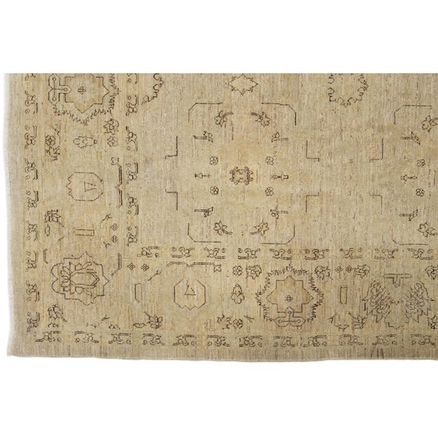Textile Modern Indian Wool Rug Handmade in Neutral Tones With Allover Pattern For Sale - Image 7 of 9