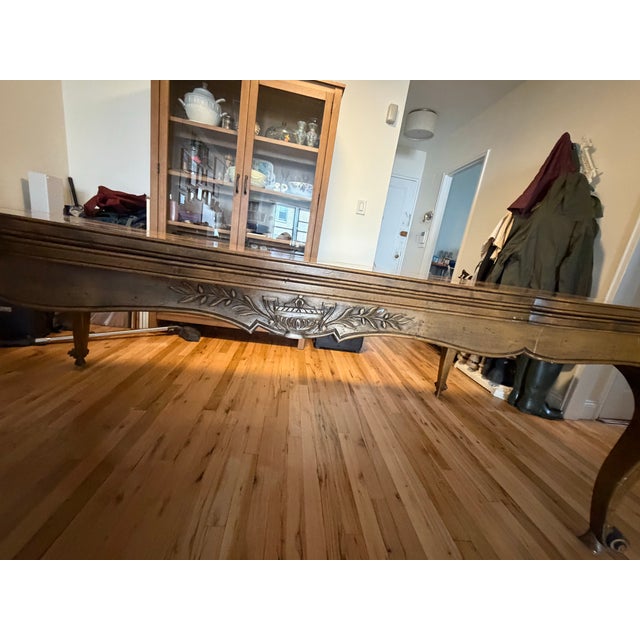 Vintage Reproduction Louis XV Dining Table With Two Draw Leaves - Trouvailles Inc. For Sale - Image 9 of 12