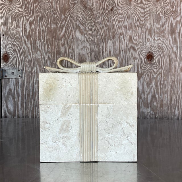 Vintage Coastal Tessellated Stone Box For Sale In West Palm - Image 6 of 8