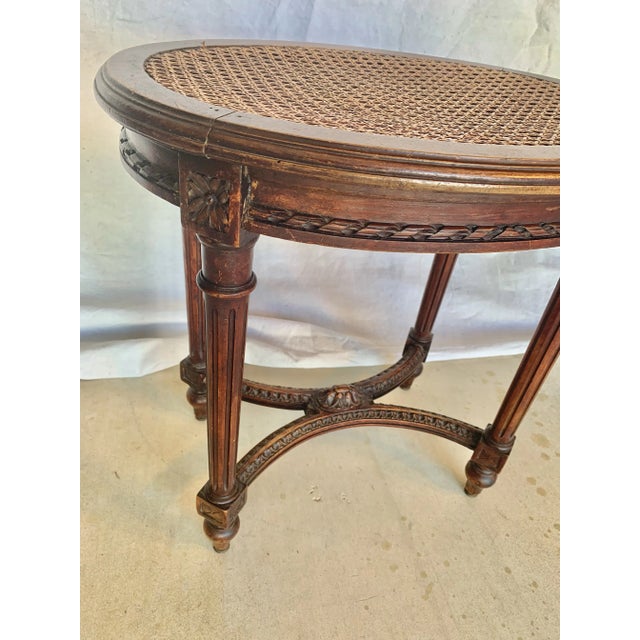 Late 19th Century French Louis XVI Walnut and Cane Stool For Sale - Image 6 of 12