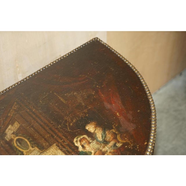 Antique Painted Demi Lune Sideboard in Leather with Claw & Ball Feet For Sale - Image 12 of 18