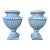 Neoclassical Beaded White Cement Fluted Pedestal Urn Planters - Set of 2 For Sale
