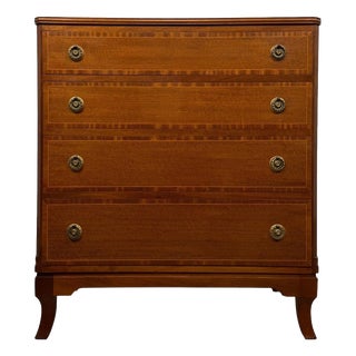 Early 20th Century Antique English Inlaid Mahogany Chest of Drawers, 1890s For Sale