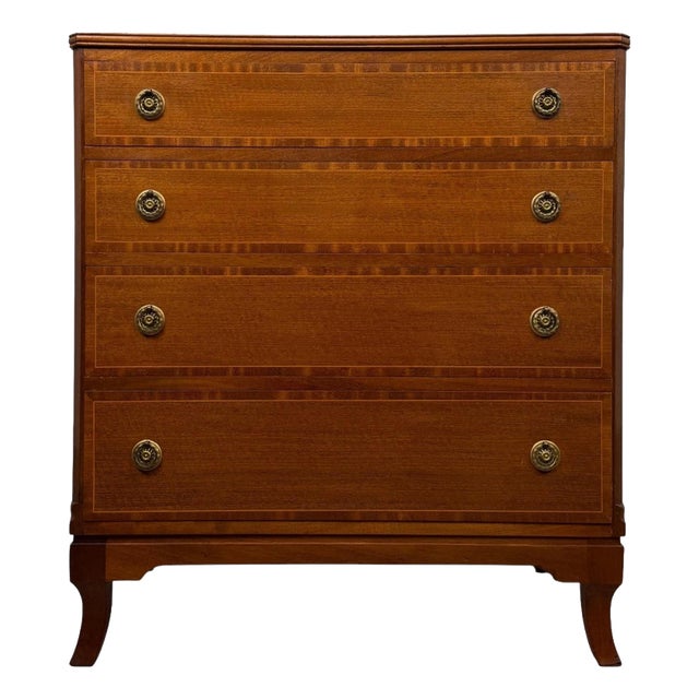 Early 20th Century Antique English Inlaid Mahogany Chest of Drawers, 1890s For Sale