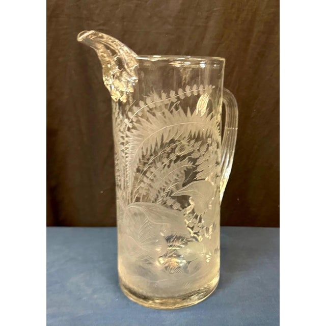 Glass Late 19th Century Continental Etched Glass Pitcher For Sale - Image 7 of 11