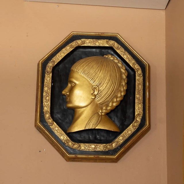 Modern Pair of Giltwood Female Portraits by Carlos Villegas For Sale - Image 3 of 12