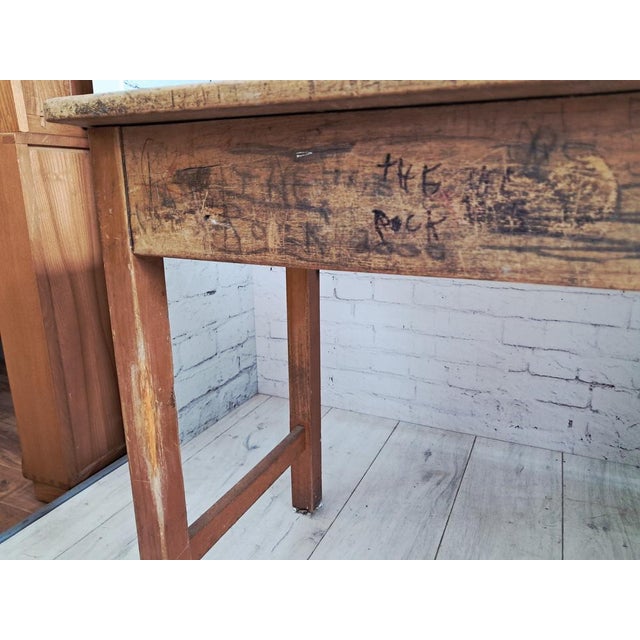 Vintage Double School Desk in Wood, 1970 For Sale - Image 15 of 18