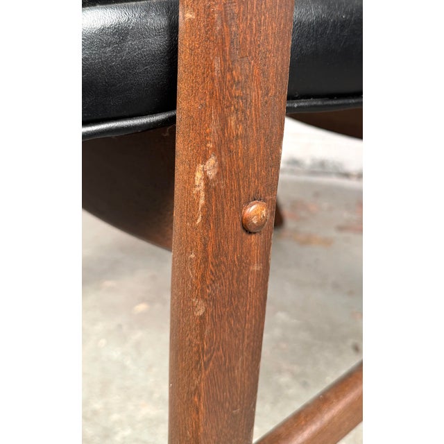 Wood Vintage Leather Chairs by Murphy Miller for Kroehler Furniture- Set of 2 For Sale - Image 7 of 12