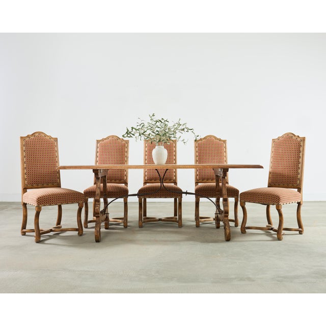 An extraordinary set of six Minton-Spidell "Dauphine" upholstered dining chairs hand-crafted in the French Provincial, or...